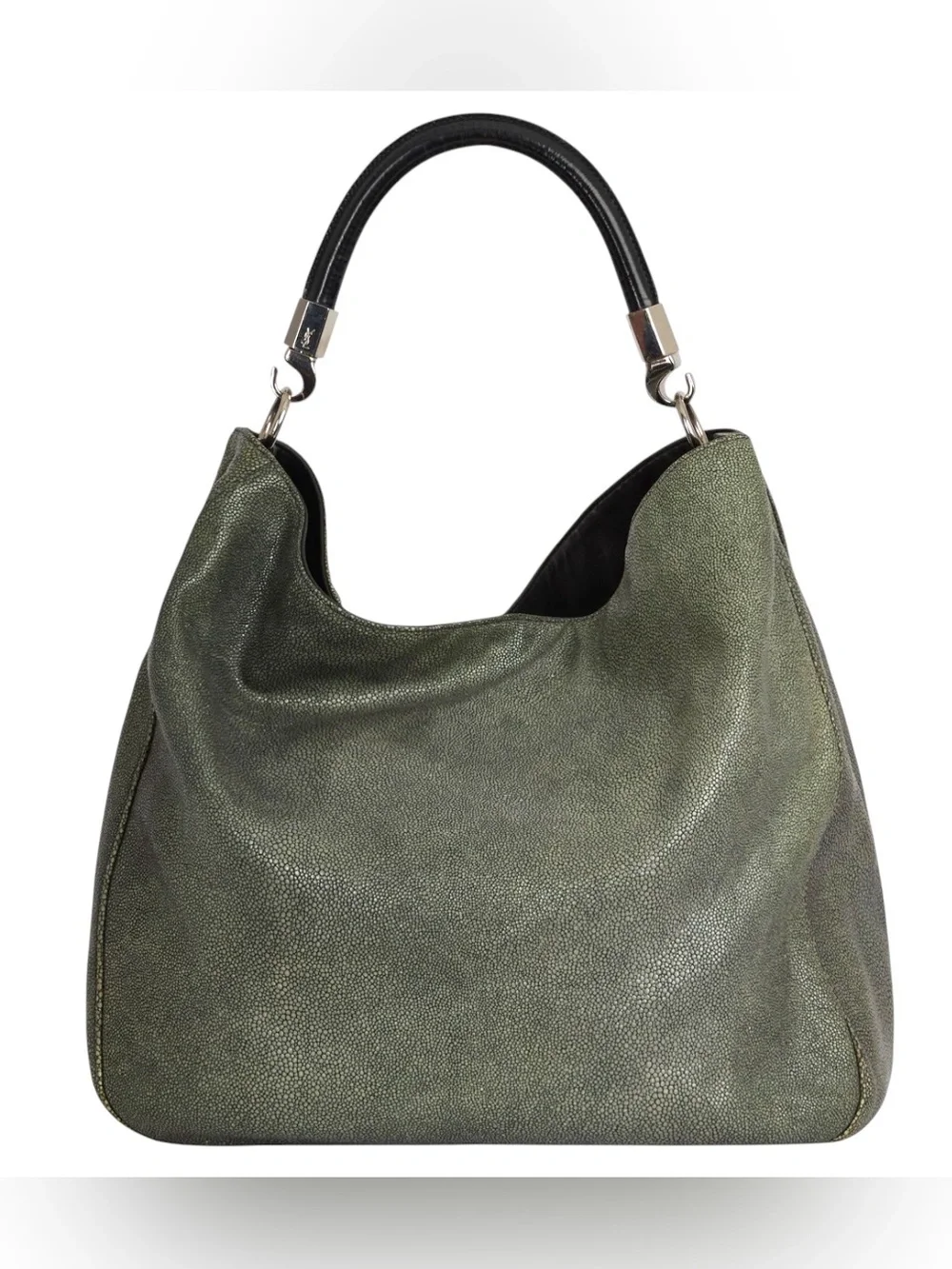 Yves Saint Laurent Vintage Olive Gray Exotic YSL Rive Gauche Roadie Hobo Bag